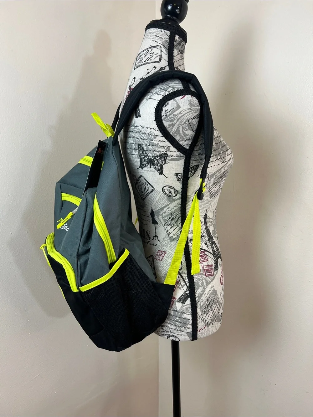 ProSport B2497 Gray & Neon Yellow Backpack School Travel Daypack NWT